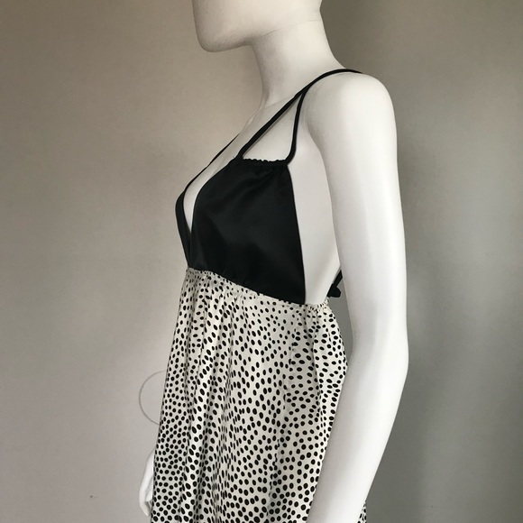Y2K NWT Christopher Dean 100% Silk Black & White Polka Dot Yacht Maxi Dress 2 - Picture 4 of 9